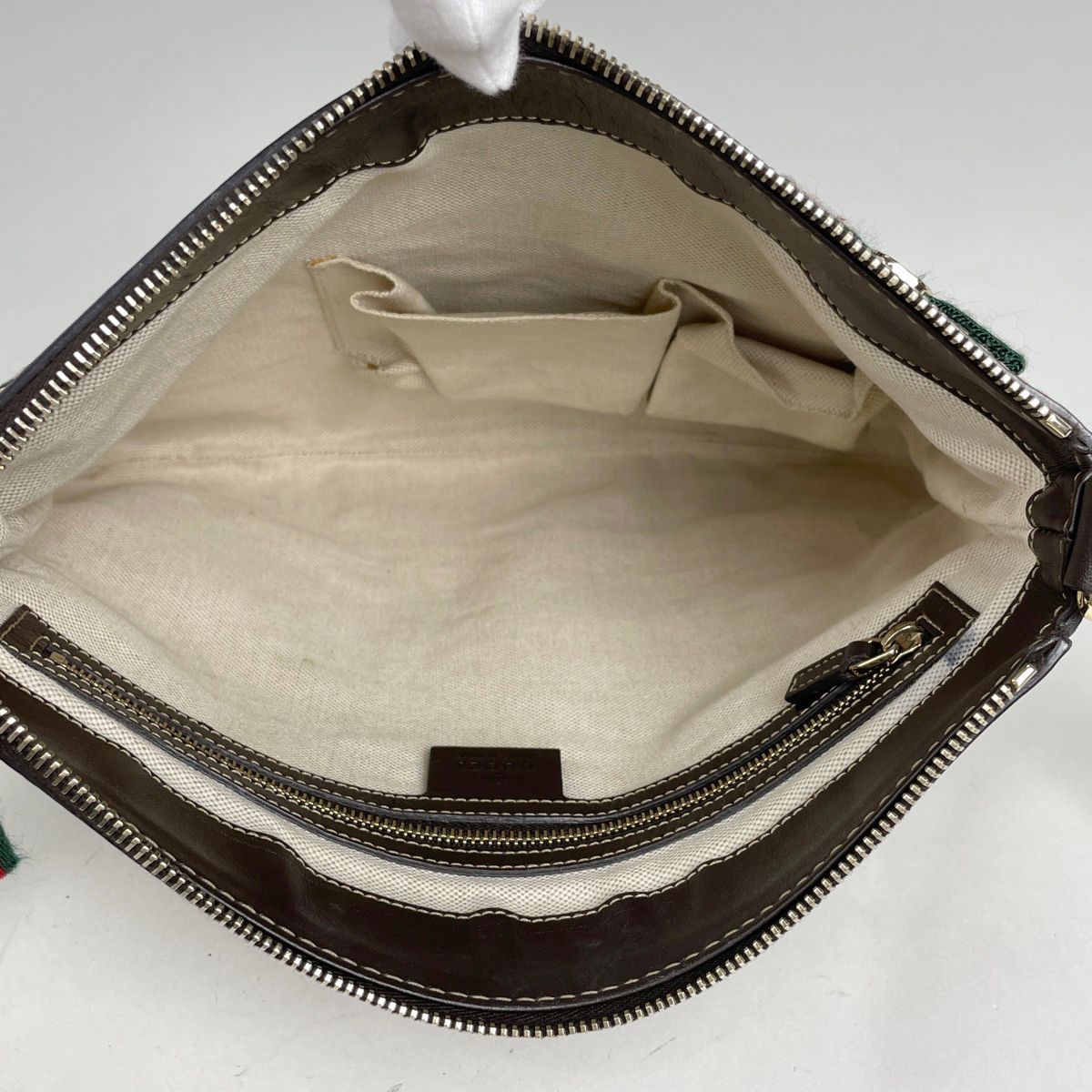 Gucci GG Pattern Shoulder Bag Sherry Web Ribbon Canvas Brown