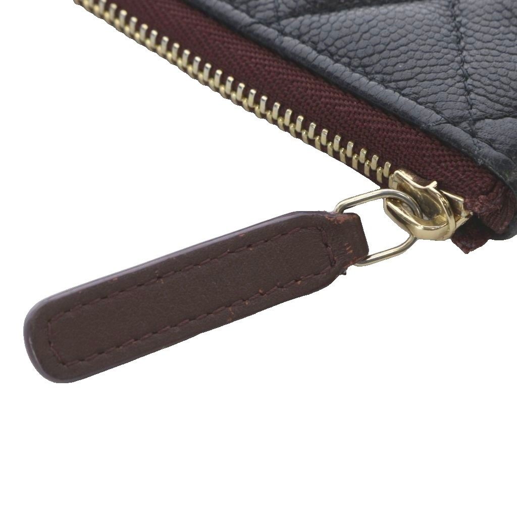 Chanel Quilted Caviar Leather Classic Small Zip Pouch CC Logo Black