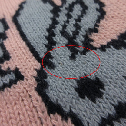 Prada Knit Wool Cashmere Rabbit Pattern Sweater Pullover Top Long Sleeve Pink