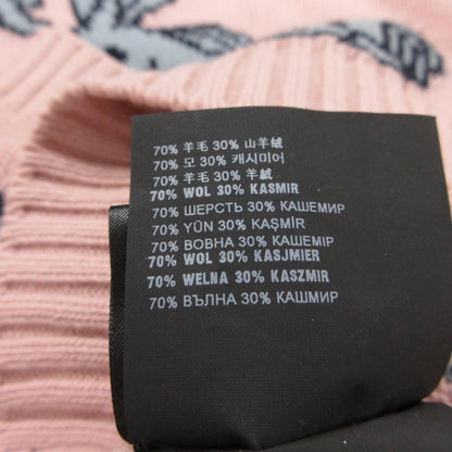 Prada Knit Wool Cashmere Rabbit Pattern Sweater Pullover Top Long Sleeve Pink