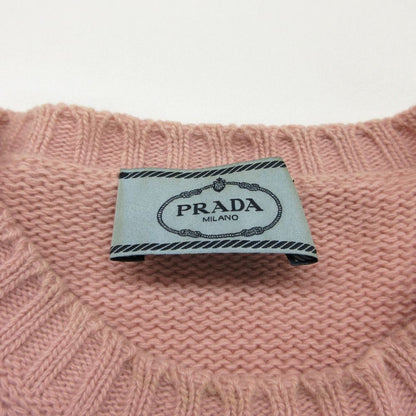 Prada Knit Wool Cashmere Rabbit Pattern Sweater Pullover Top Long Sleeve Pink