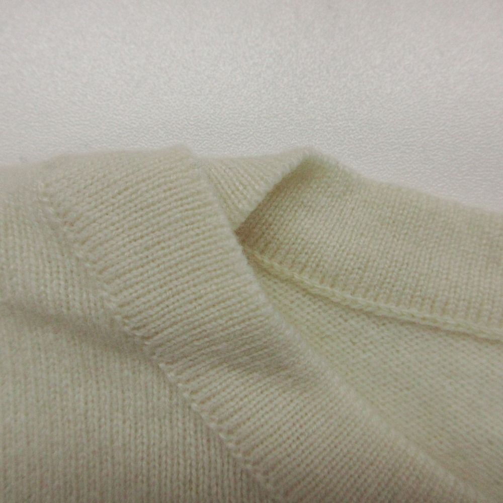 Chanel Knit Cashmere Terry Logo CC Arm Applique Pocket Top Long Sleeve Ivory