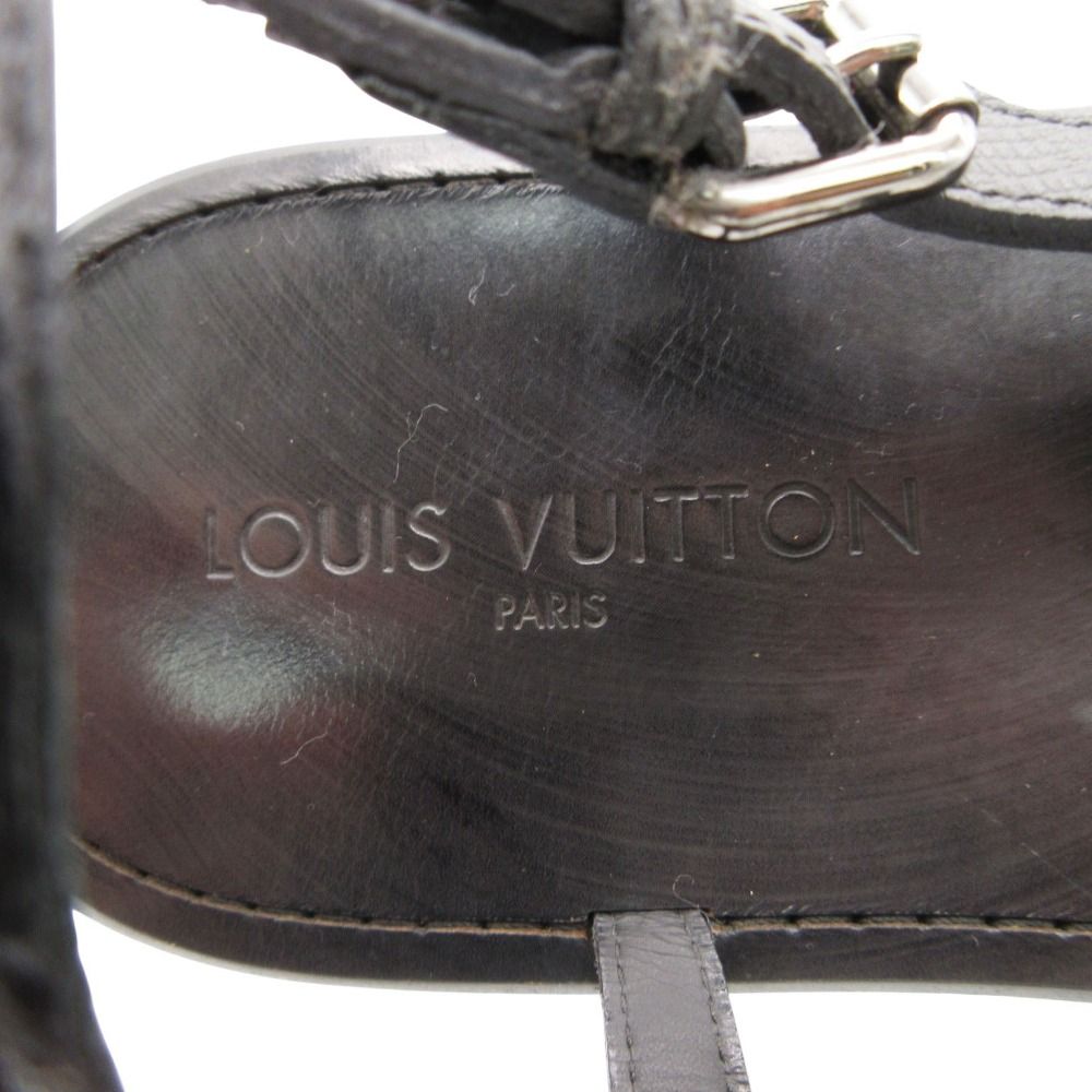 Louis Vuitton Beach Sandals Thong Leather Belt Shoes 11 Black