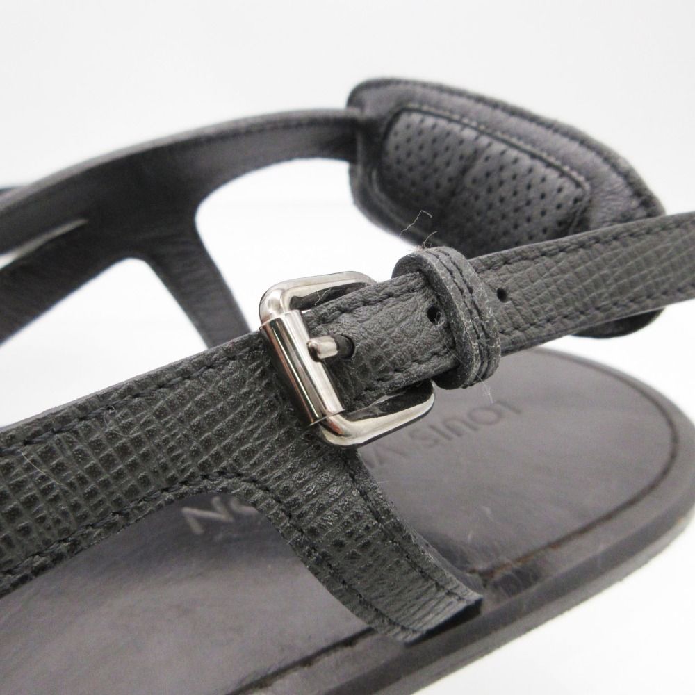 Louis Vuitton Beach Sandals Thong Leather Belt Shoes 11 Black