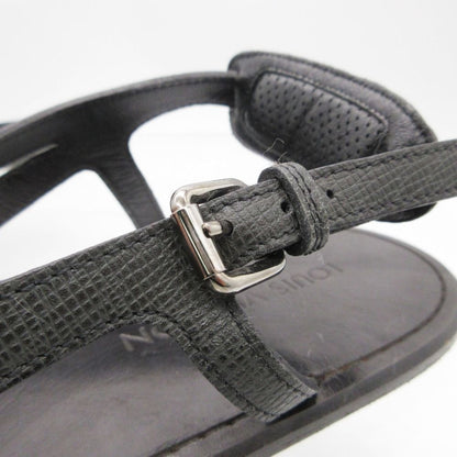 Louis Vuitton Beach Sandals Thong Leather Belt Shoes 11 Black