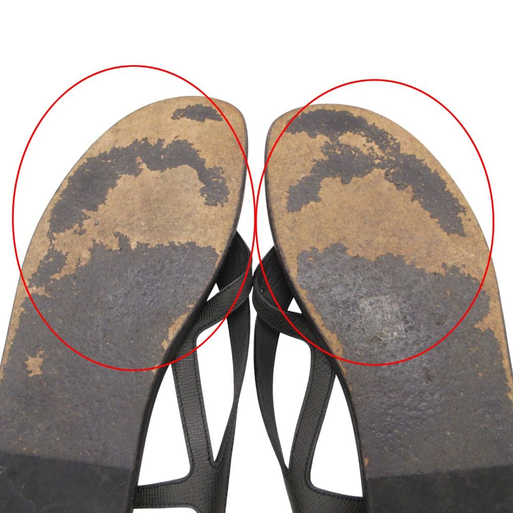 Louis Vuitton Beach Sandals Thong Leather Belt Shoes 11 Black
