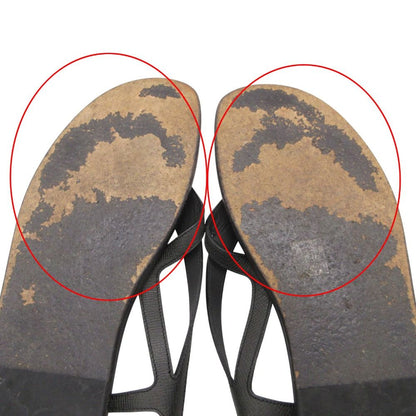 Louis Vuitton Beach Sandals Thong Leather Belt Shoes 11 Black