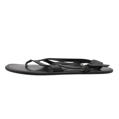 Louis Vuitton Beach Sandals Thong Leather Belt Shoes 11 Black