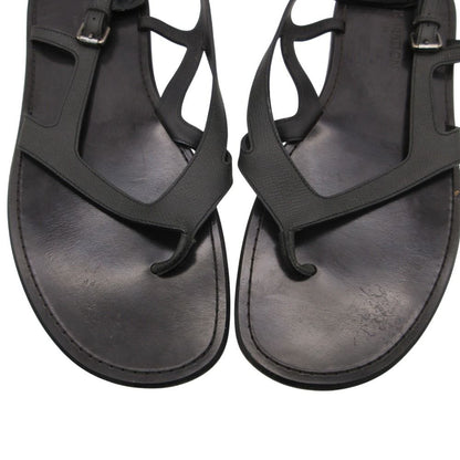 Louis Vuitton Beach Sandals Thong Leather Belt Shoes 11 Black
