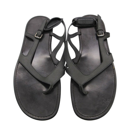 Louis Vuitton Beach Sandals Thong Leather Belt Shoes 11 Black