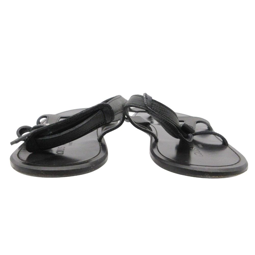 Louis Vuitton Beach Sandals Thong Leather Belt Shoes 11 Black