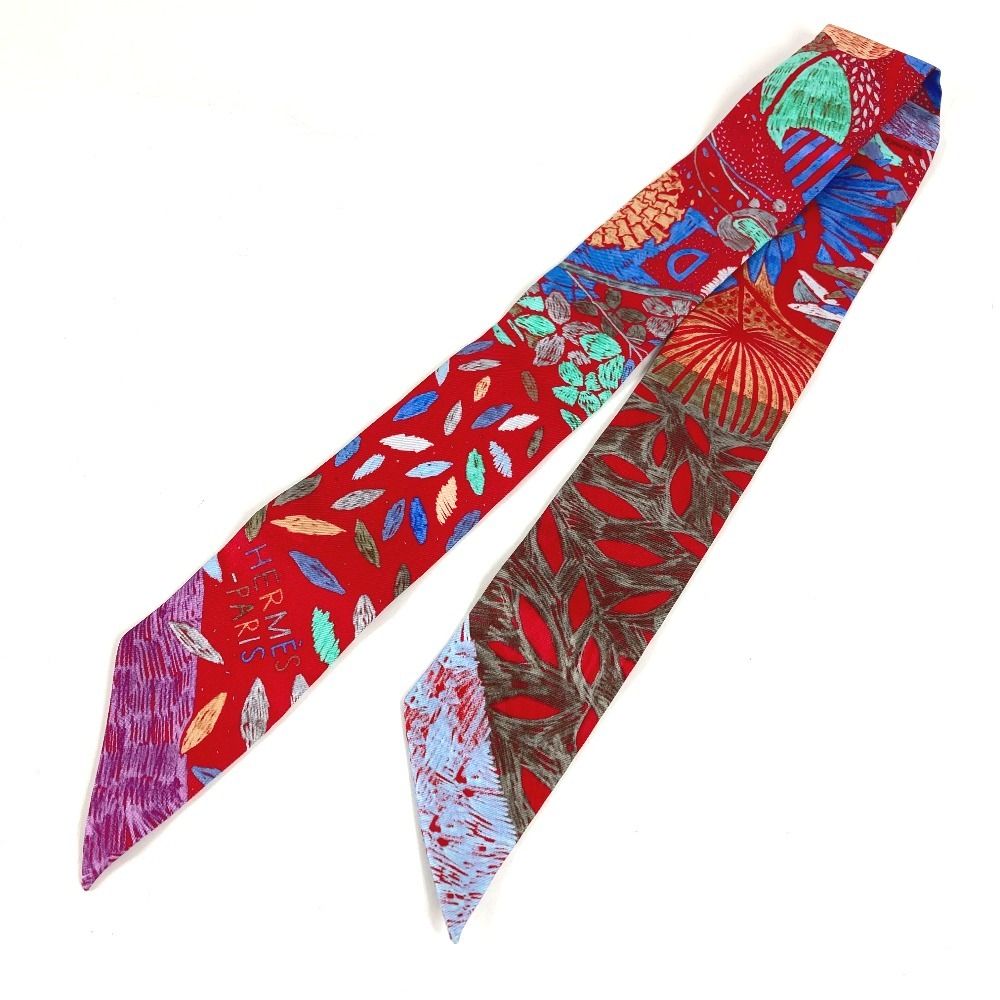 Hermes Scarf Twilly Tiri Silk Red