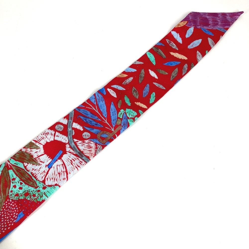 Hermes Scarf Twilly Tiri Silk Red