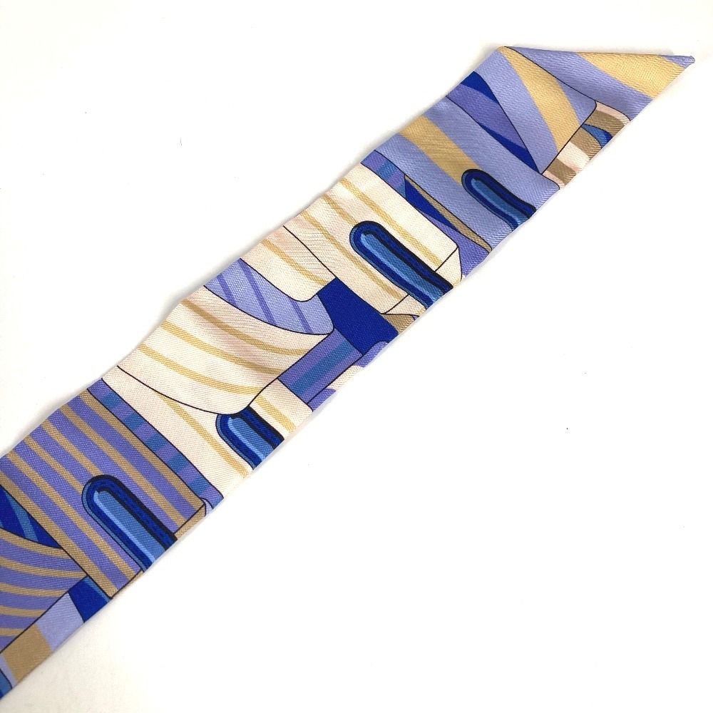 Hermes Scarf Twilly Tiri Silk Blue