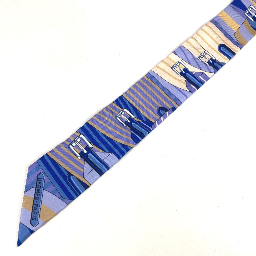 Hermes Scarf Twilly Tiri Silk Blue