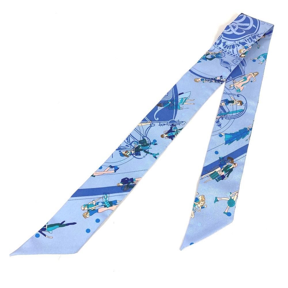Hermes Scarf Twilly Silk Light Blue