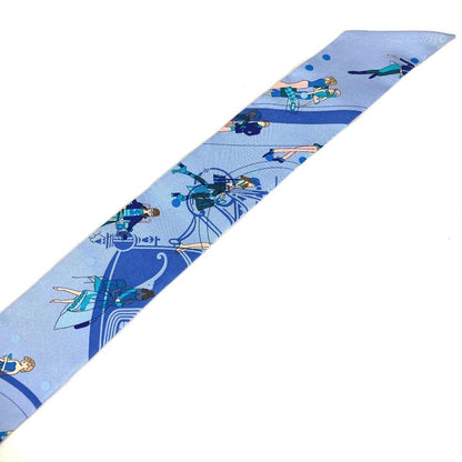 Hermes Scarf Twilly Silk Light Blue