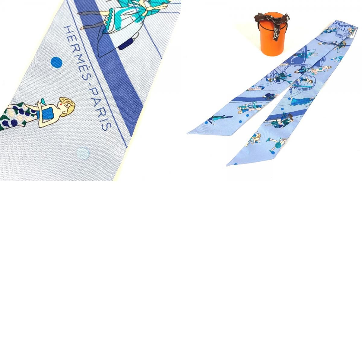 Hermes Scarf Twilly Silk Light Blue