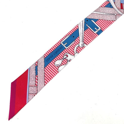 Hermes Scarf Twilly Tiri Silk Red