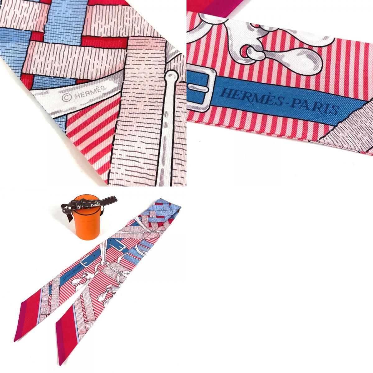 Hermes Scarf Twilly Tiri Silk Red
