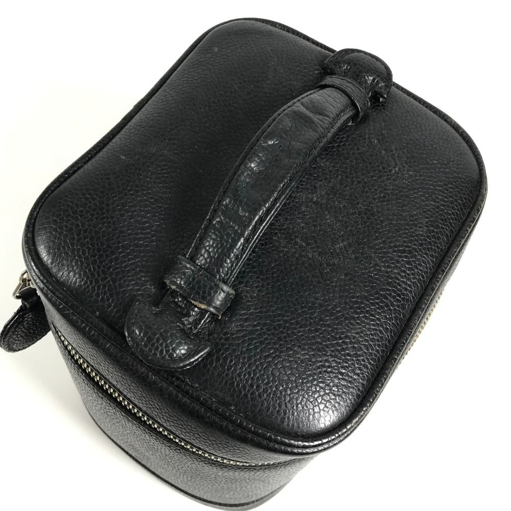 Chanel Vanity Bag Cosmetic CC Logo Caviar Leather Black