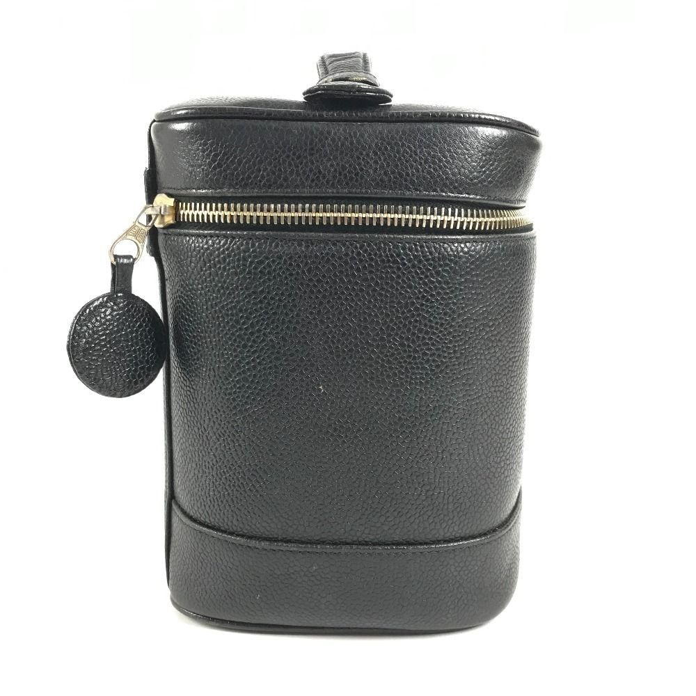 Chanel Vanity Bag Cosmetic CC Logo Caviar Leather Black
