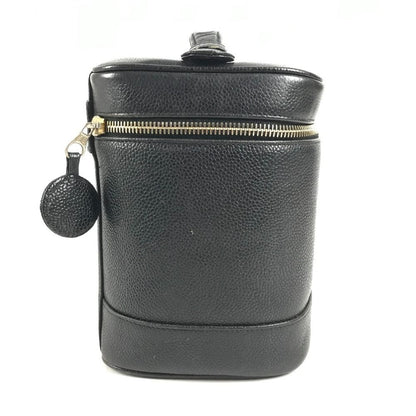 Chanel Vanity Bag Cosmetic CC Logo Caviar Leather Black