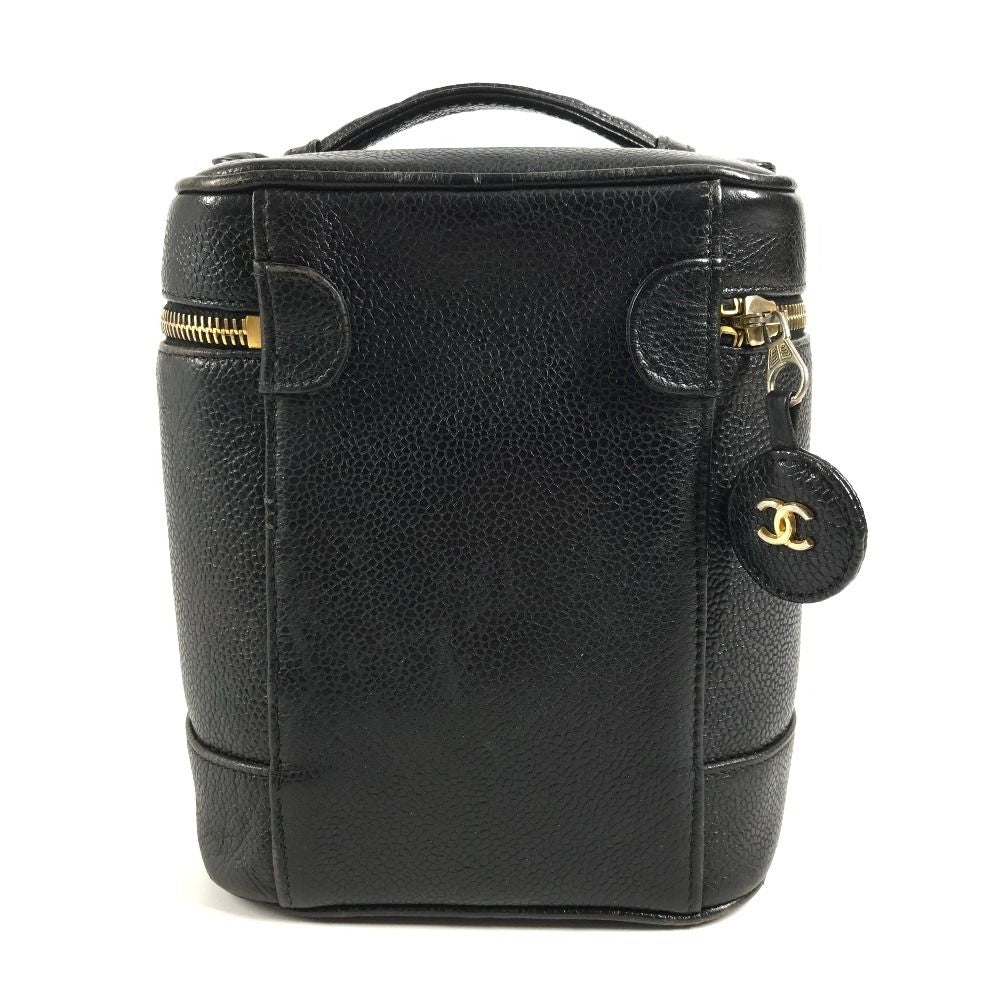 Chanel Vanity Bag Cosmetic CC Logo Caviar Leather Black