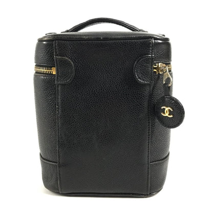Chanel Vanity Bag Cosmetic CC Logo Caviar Leather Black