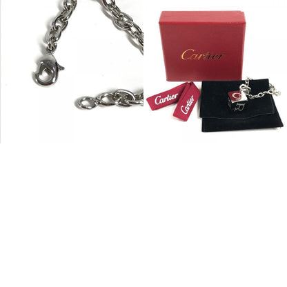 Cartier Key Holder Logo Dice Cube Metal Silver