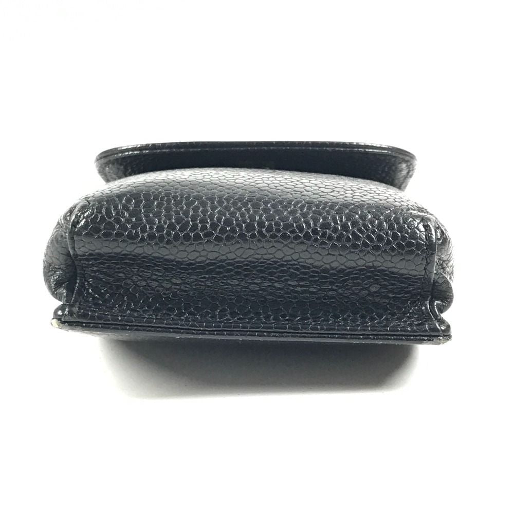 Chanel Cigarette Case CC Logo Caviar Leather Black
