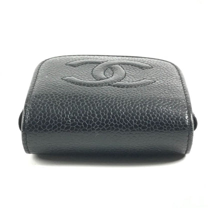 Chanel Cigarette Case CC Logo Caviar Leather Black