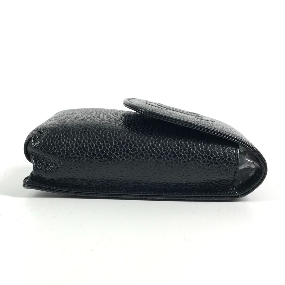 Chanel Cigarette Case CC Logo Caviar Leather Black