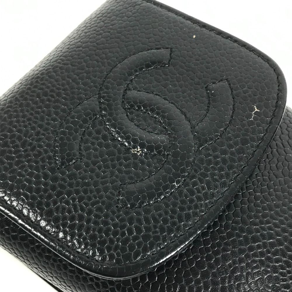 Chanel Cigarette Case CC Logo Caviar Leather Black