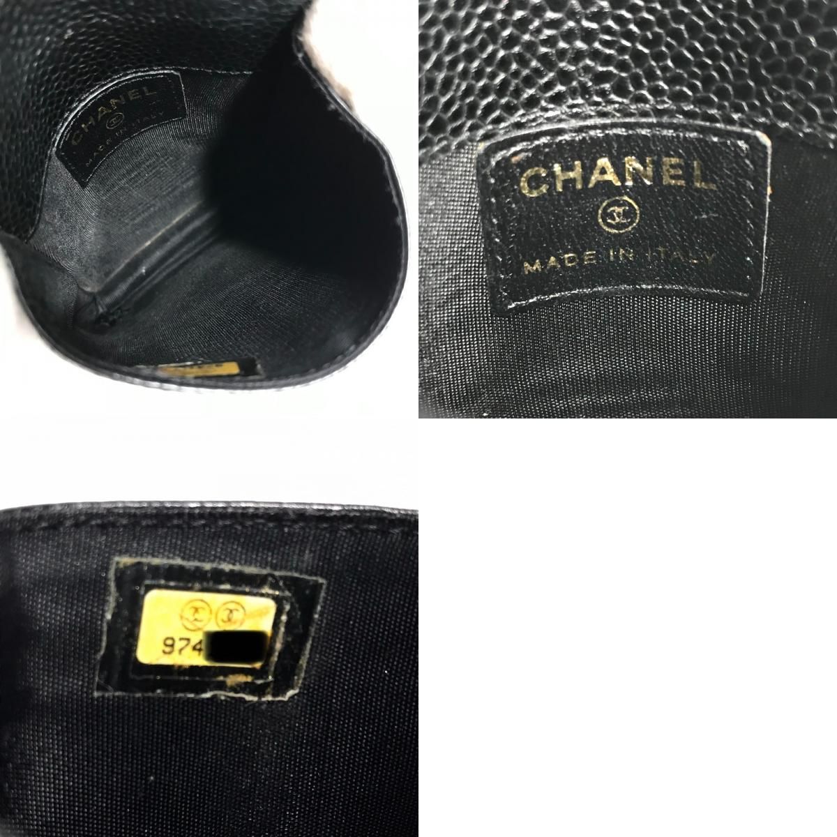 Chanel Cigarette Case CC Logo Caviar Leather Black