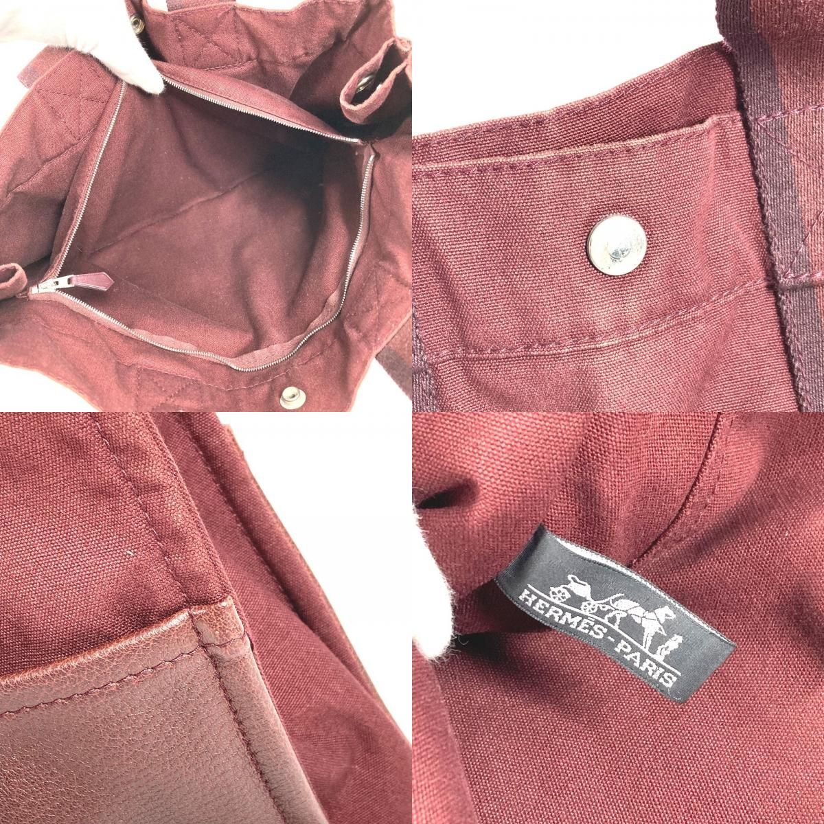 Hermes Handbag Fourre Tout MM Cotton Wine Red