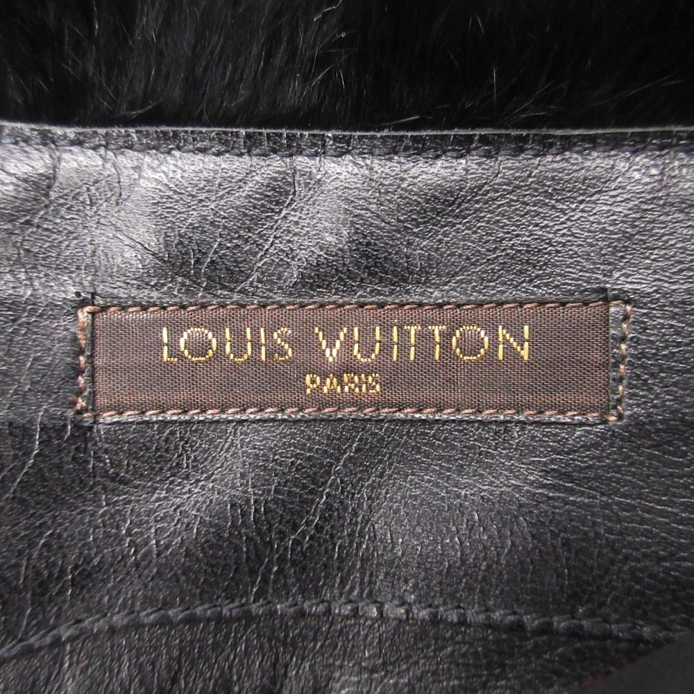 Louis Vuitton Boots Long Wedge Sole Fur Decoration Side Zip Shoes 36 Black