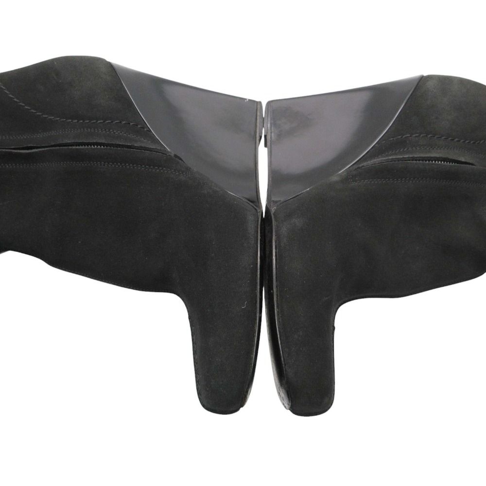 Louis Vuitton Boots Long Wedge Sole Fur Decoration Side Zip Shoes 36 Black