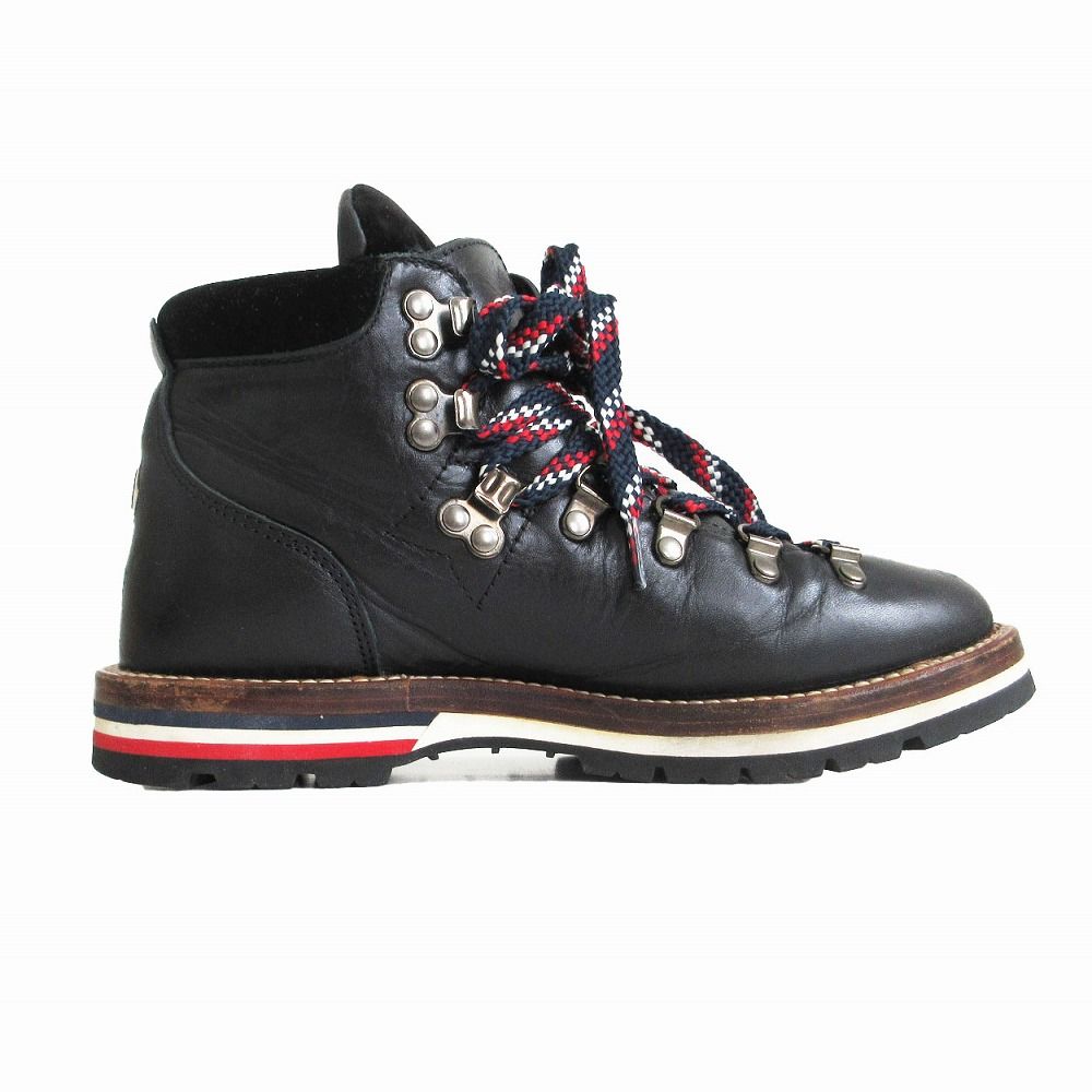 Moncler Boots Leather Trekking Work Shoes Black
