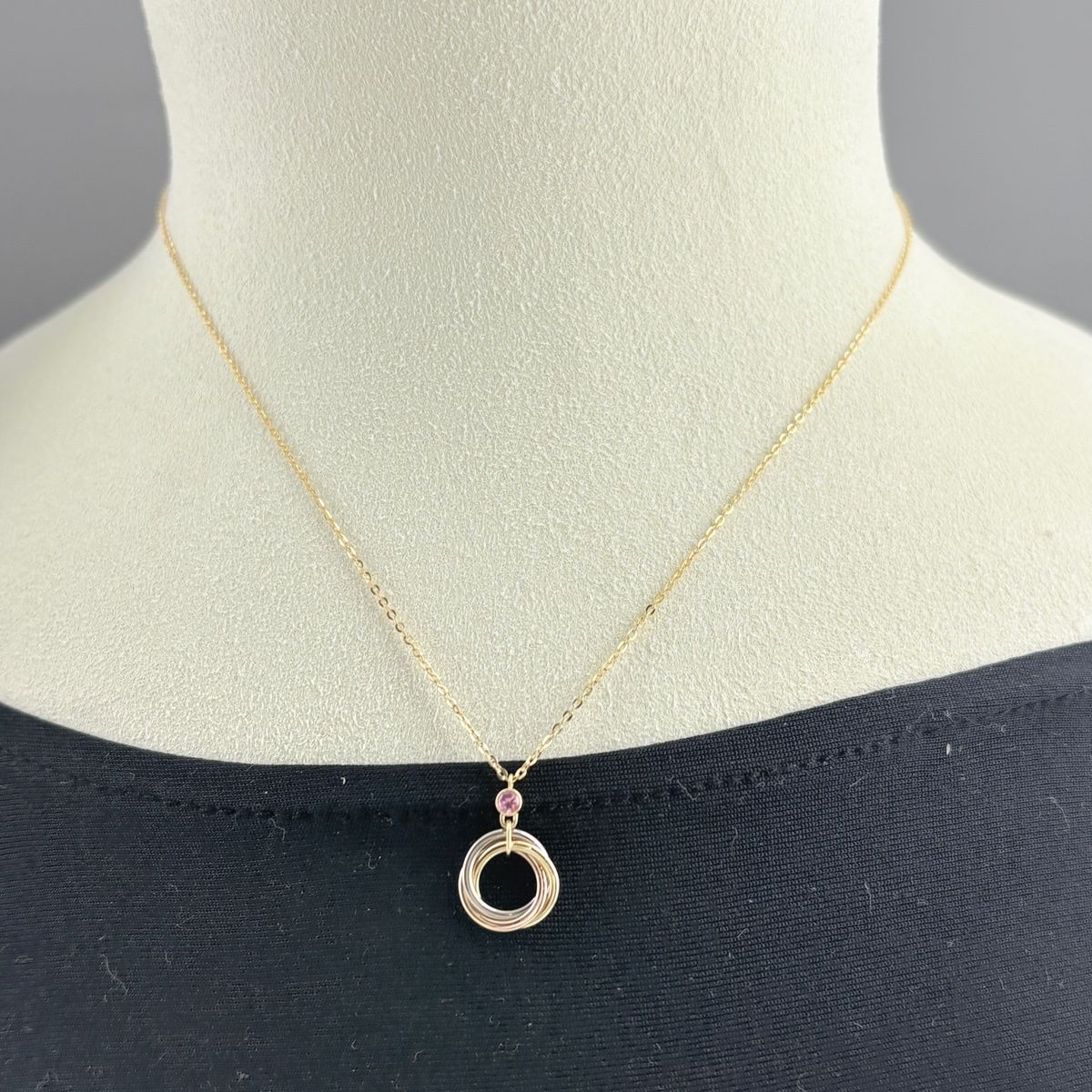 Cartier Trinity Necklace YG Yellow Gold PG Pink WG White Pendant Three Color