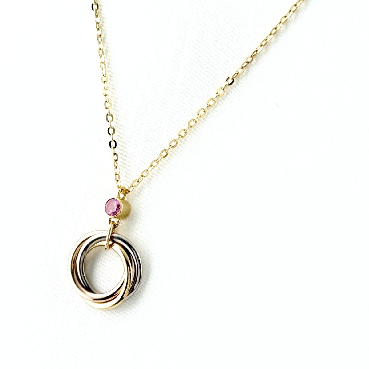 Cartier Trinity Necklace YG Yellow Gold PG Pink WG White Pendant Three Color