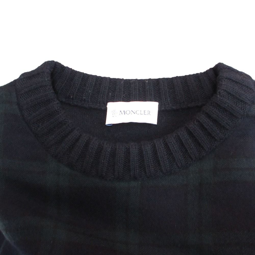 Moncler Knit Tartan Plaid Contrast Pullover Sweater Maglione Tricot Girocollo