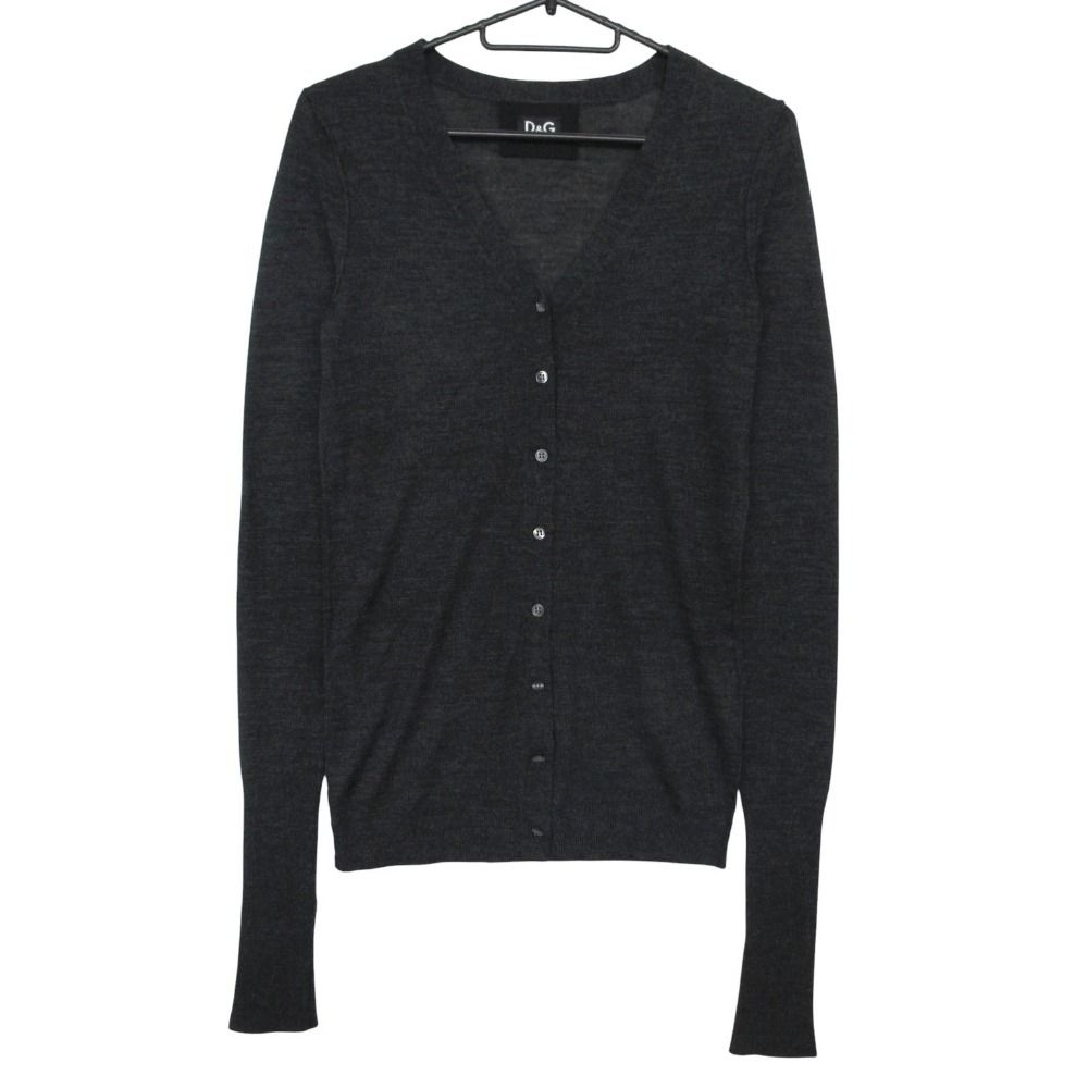 Dolce & Gabbana Cardigan D&G Wool Knit Top Long Sleeve Long Rib Gray XS