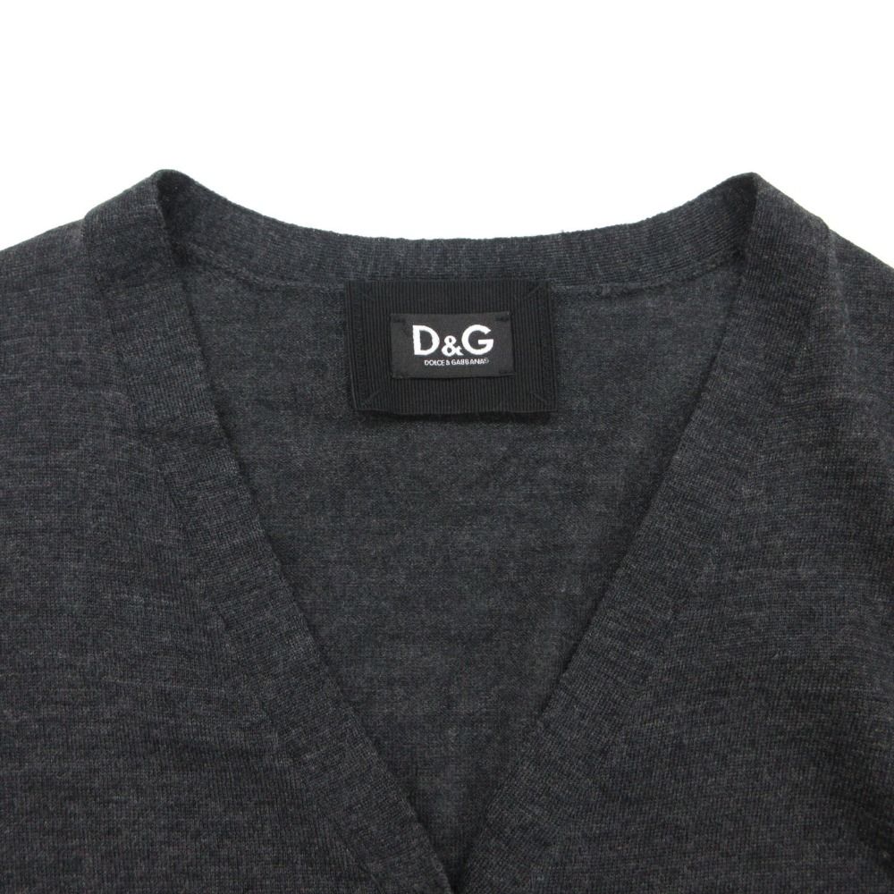 Dolce & Gabbana Cardigan D&G Wool Knit Top Long Sleeve Long Rib Gray XS