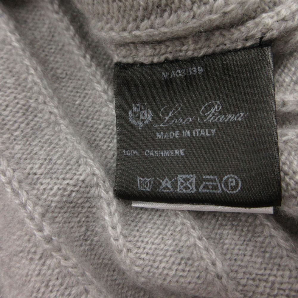 Loro Piana Knit High Neck Cashmere Belted Pullover Top Long Sleeve Gray Sweater