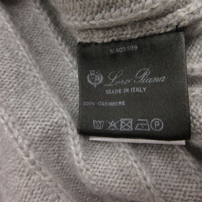 Loro Piana Knit High Neck Cashmere Belted Pullover Top Long Sleeve Gray Sweater