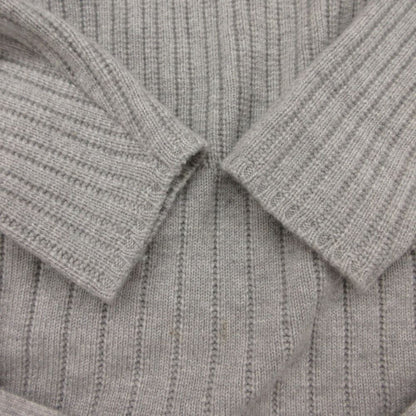 Loro Piana Knit High Neck Cashmere Belted Pullover Top Long Sleeve Gray Sweater