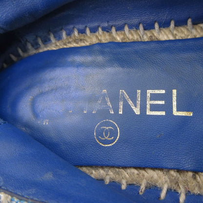 Chanel Sandals CC Logo Espadrilles Shoes Tweed Blue