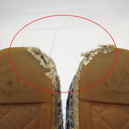 Chanel Sandals CC Logo Espadrilles Shoes Tweed Blue