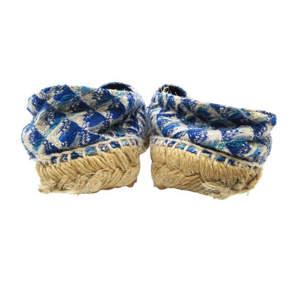 Chanel Sandals CC Logo Espadrilles Shoes Tweed Blue